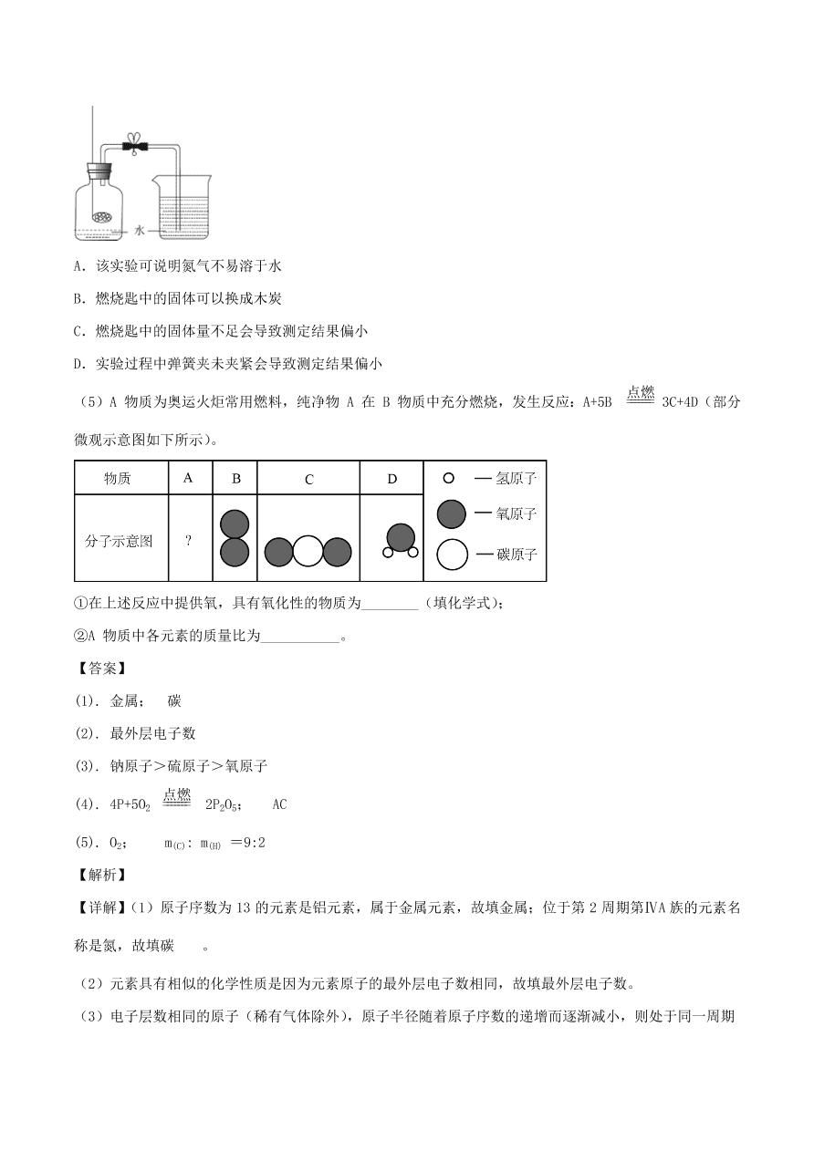 2020-2021南京版九年级化学上学期期中测试卷01