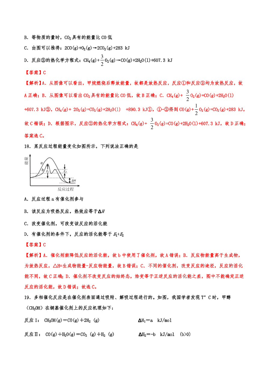 2020-2021年高考化学一轮易错点强化训练：化学反应中的能量变化