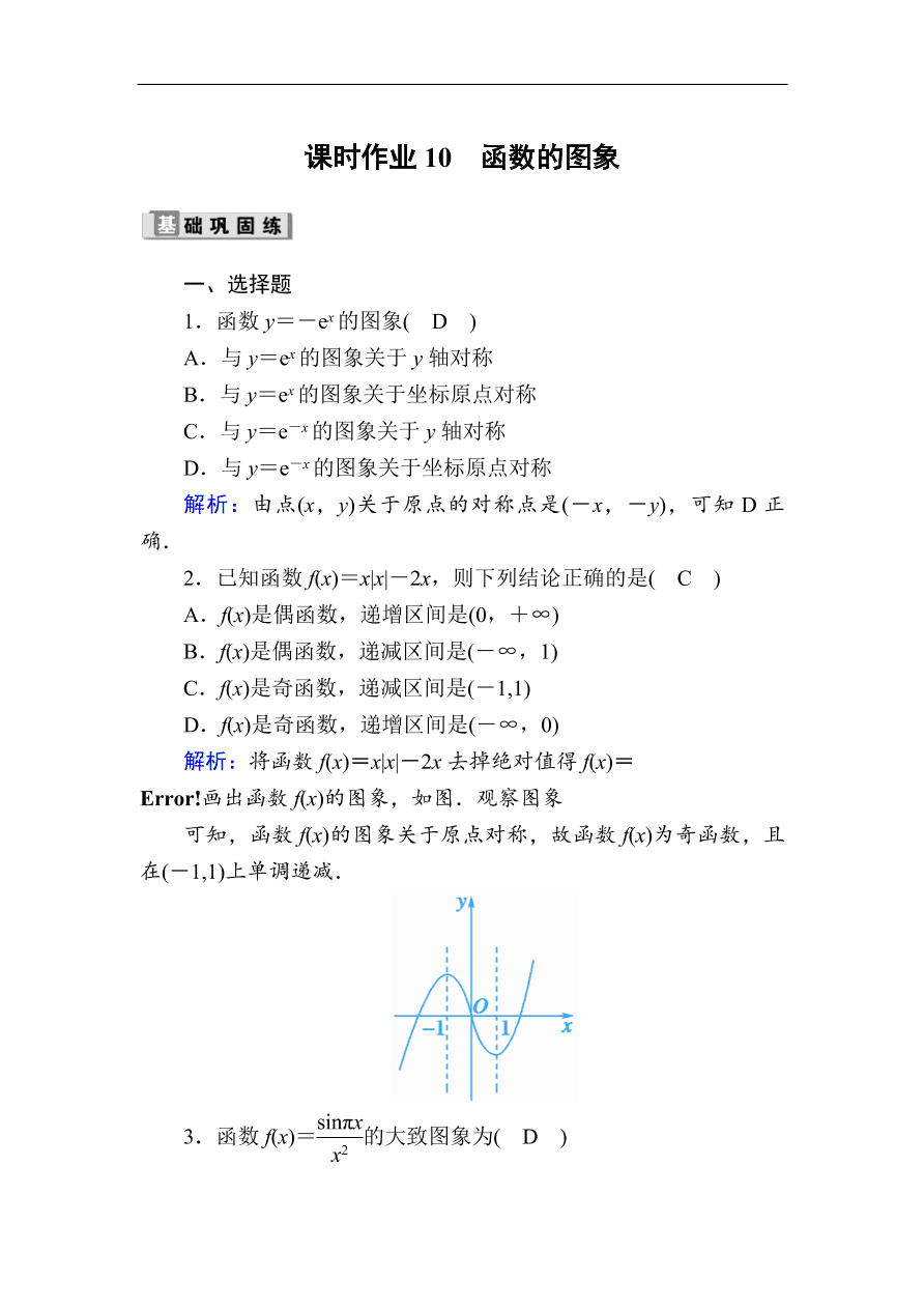 2020版高考数学人教版理科一轮复习课时作业10 函数的图象（含解析）