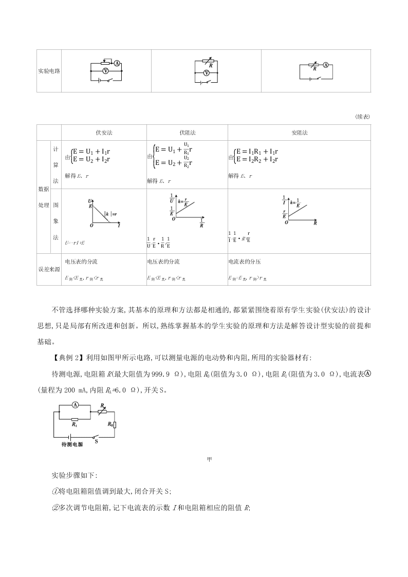 2020-2021年高考物理必考实验十：测定电源的电动势和内阻