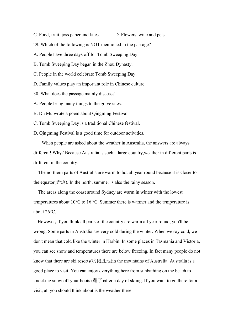 河北省沧州市第三中学2020-2021高一英语上学期期中试卷（Word版附答案）