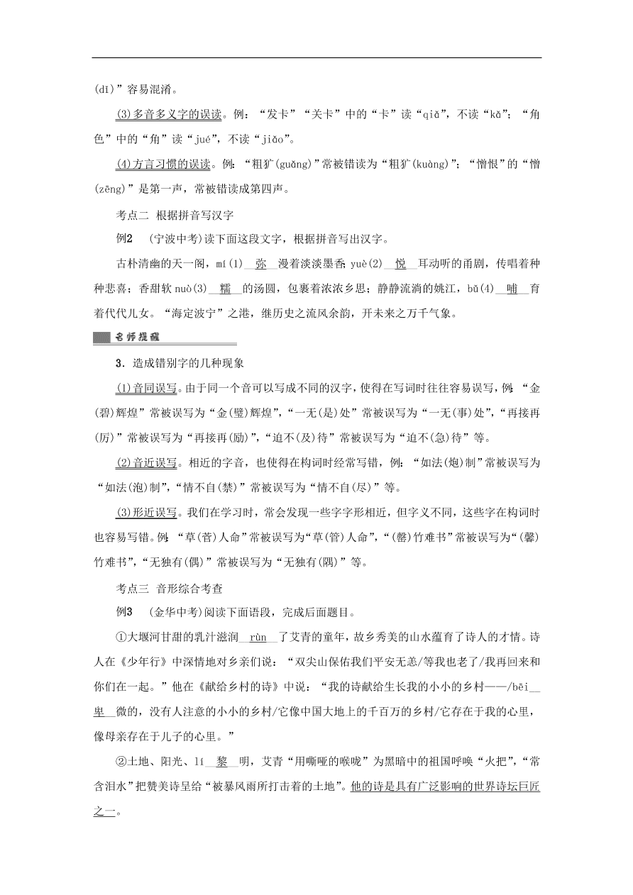 中考语文复习第一篇积累与运用第一节字音字形讲解