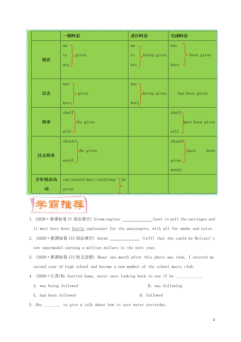 新人教版高中英语必修1每日一题之快乐暑假第08天  一般过去时的被动语态（答案）