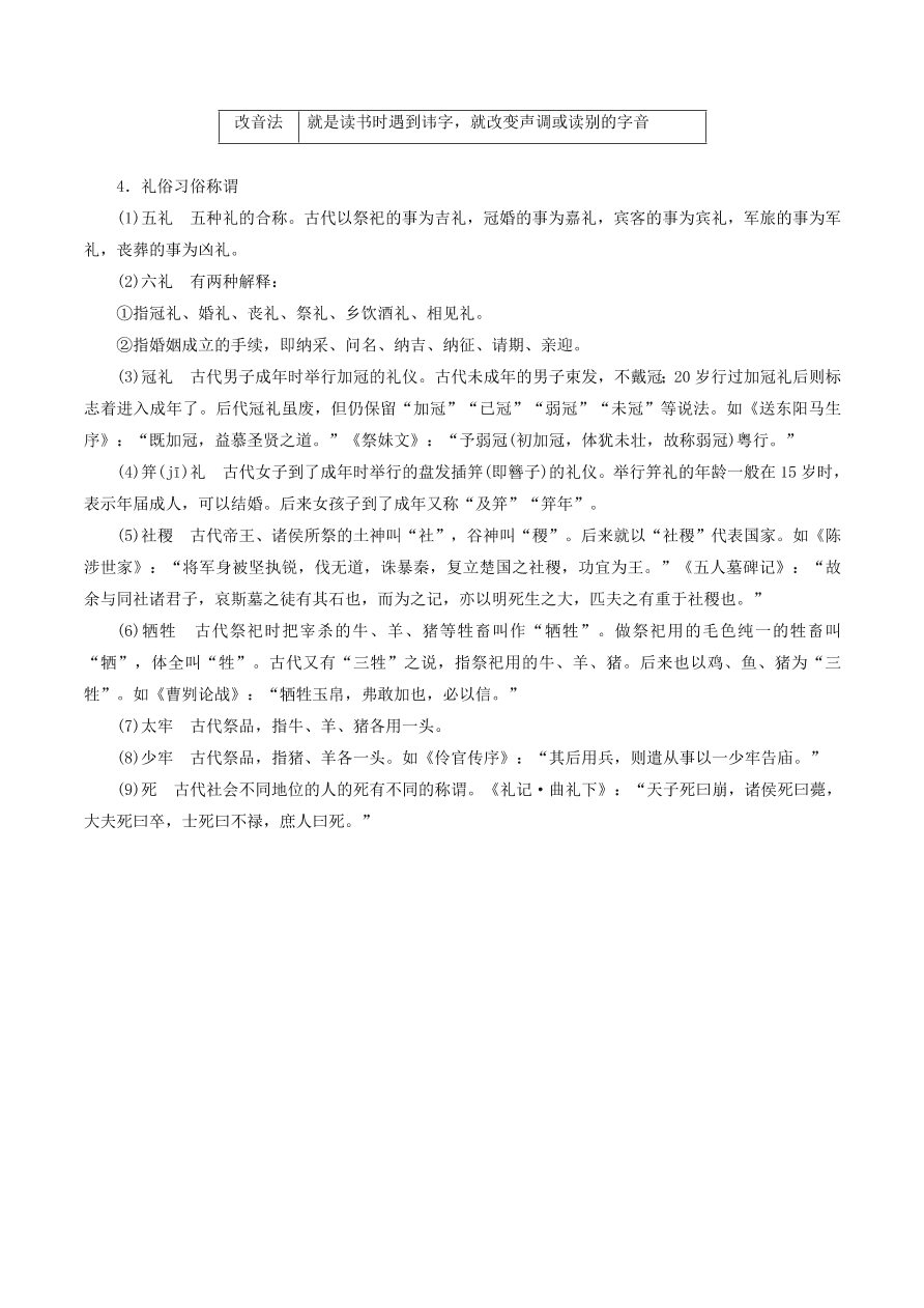 2020-2021年高考文言文解题技巧文化常识题：职官沿革· 宗法礼俗