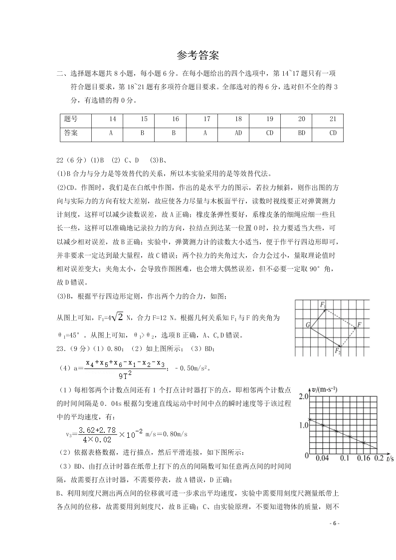 宁夏回族自治区银川一中2021届高三物理上学期第一次月考试题（含答案）