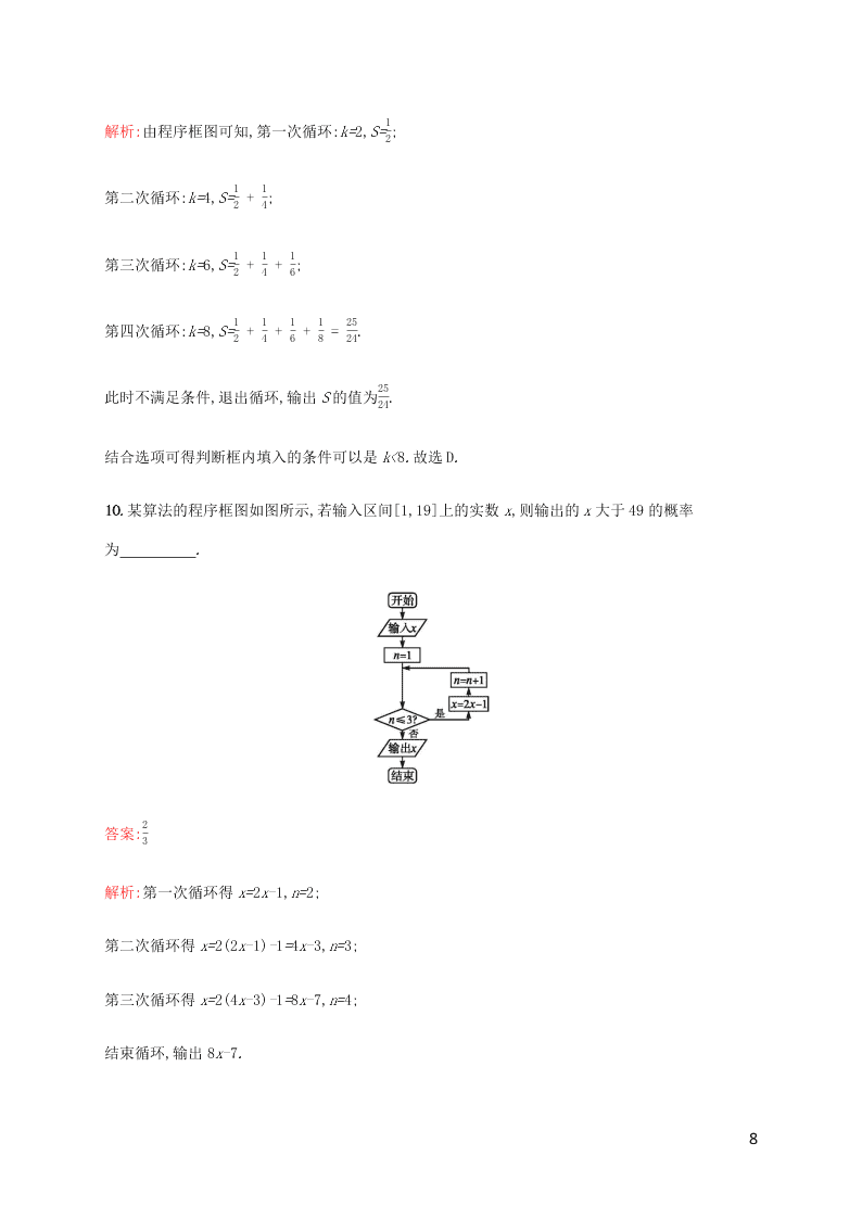 2021高考数学一轮复习考点规范练：53算法初步（含解析）