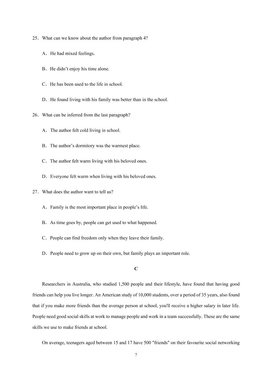 四川省南充市阆中中学2020-2021高一英语上学期期中试题（Word版含答案）