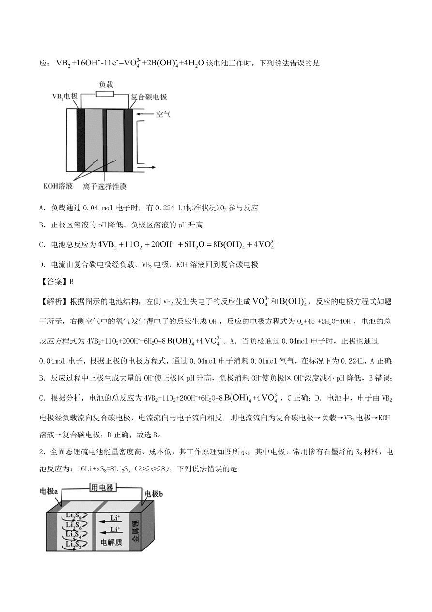 2020-2021年高考化学精选考点突破12 原电池及化学电源