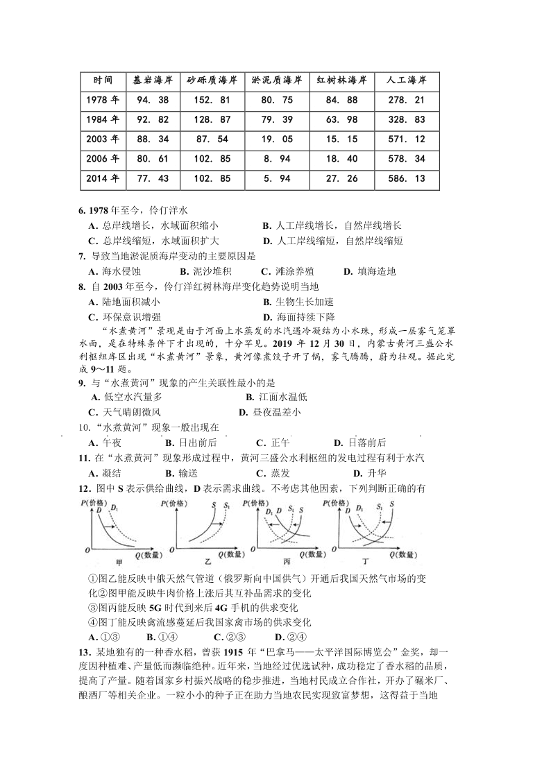 甘肃省兰州一中2020届高三文综冲刺模拟考试（二）试题（Word版附答案）