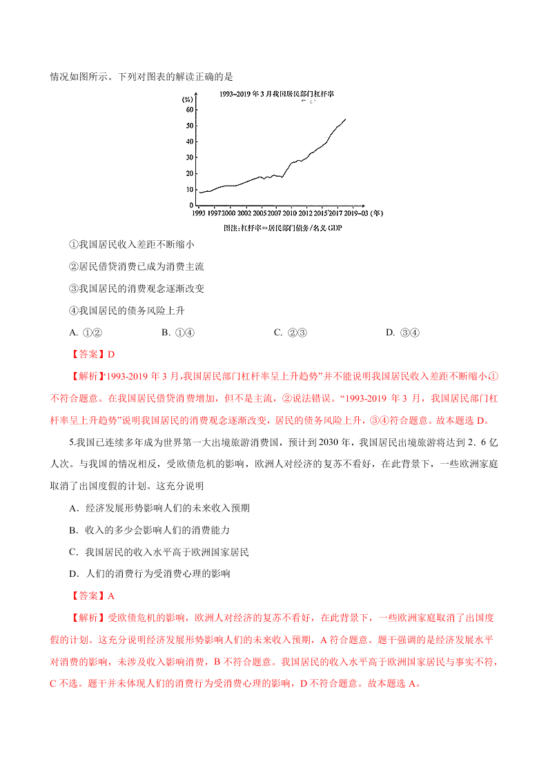 2020-2021学年高考政治纠错笔记专题01 生活与消费