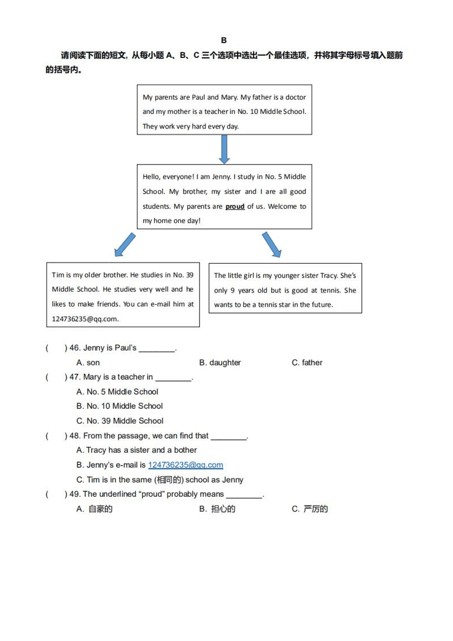 山西省太原市2020-2021学年度第一学期七年级英语期中质量检测试题及答案（pdf版）