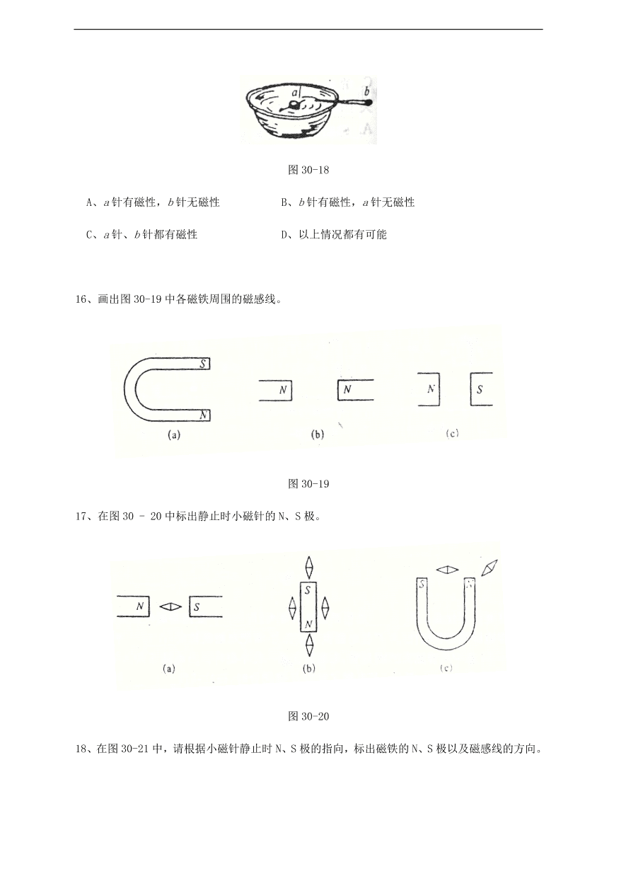 中考物理基础篇强化训练题第30讲磁及电磁现象