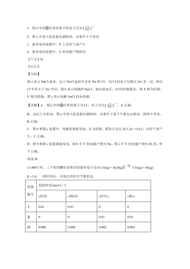 北京市东城区2020届高三化学第二次模拟试题（Word版附解析）