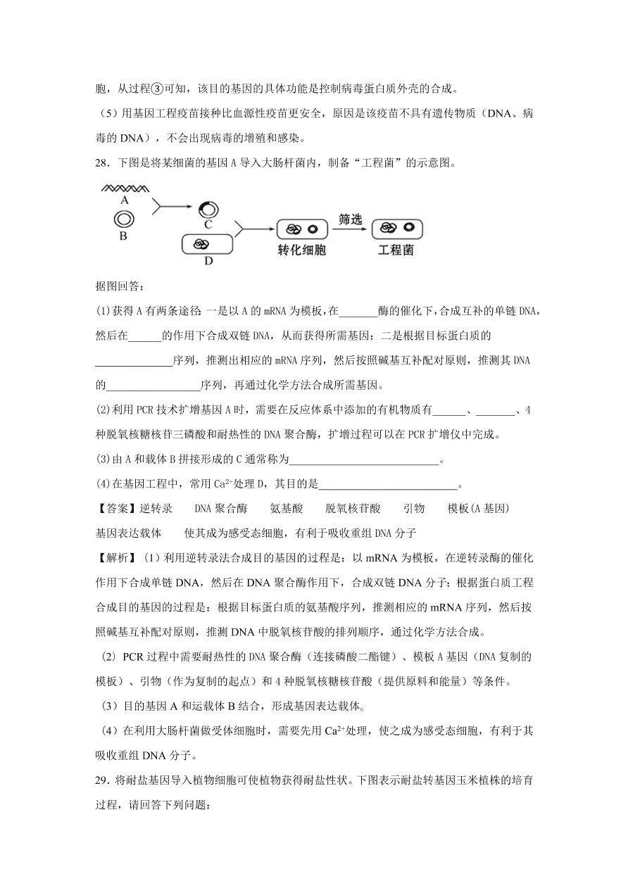 2020-2021学年高考生物精选考点突破专题19 基因工程及生物技术的伦理问题