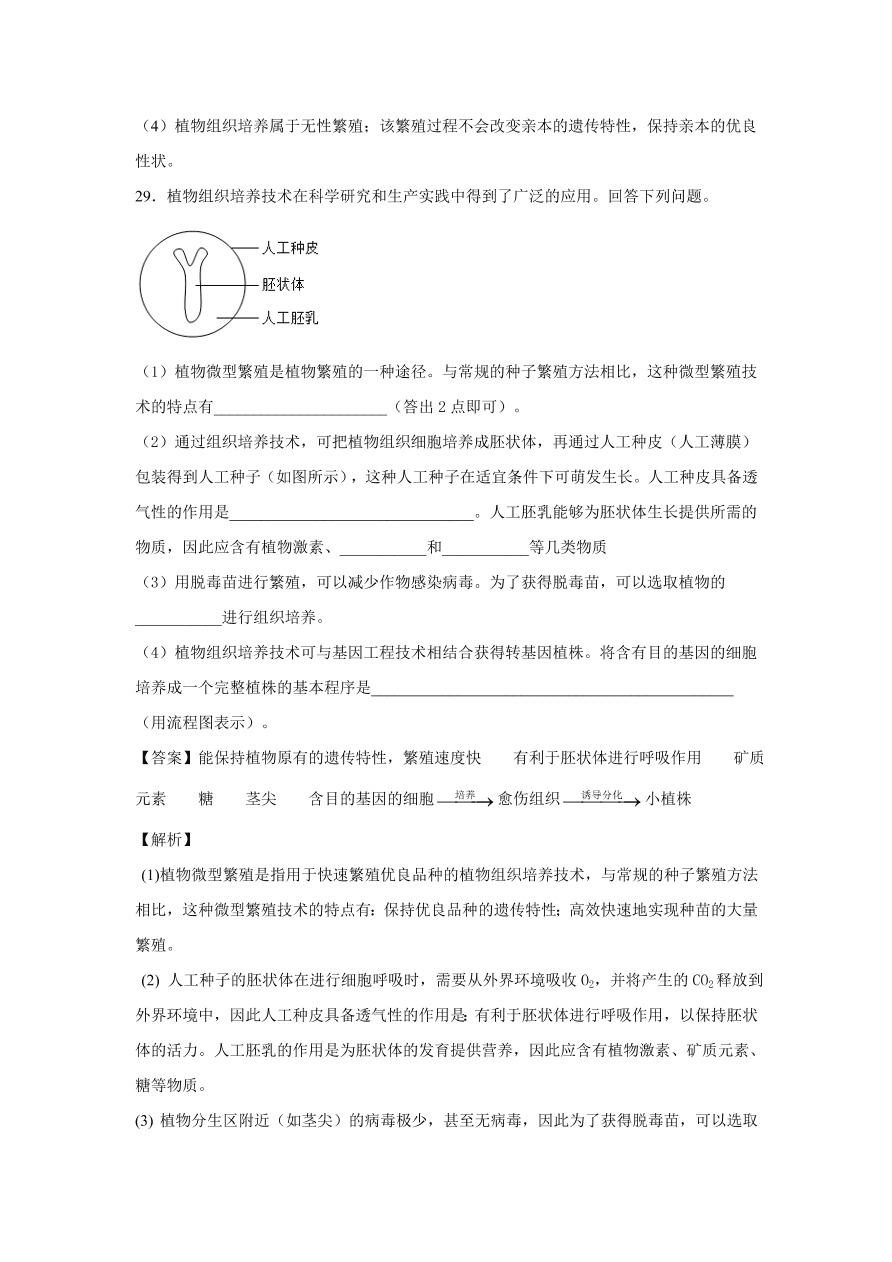 2020-2021学年高考生物精选考点突破专题17 植物组培及有效成分提取