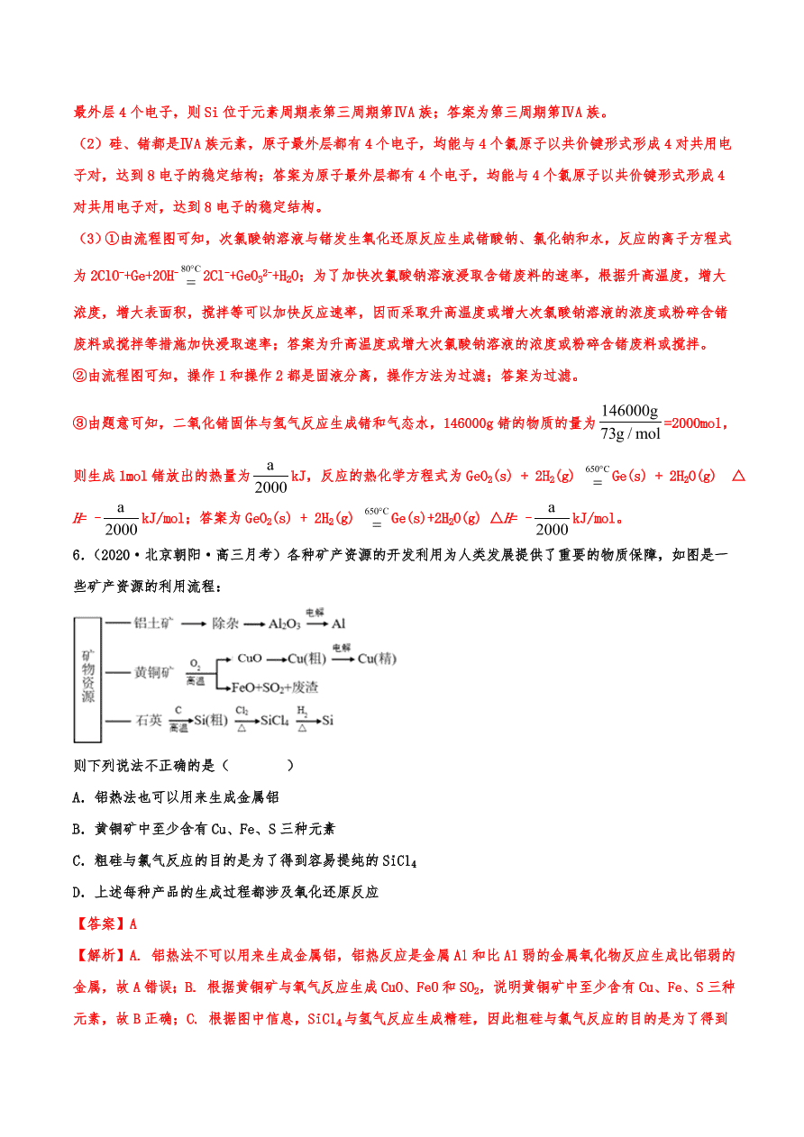 2020-2021年高考化学一轮易错点强化训练：化工流程综合