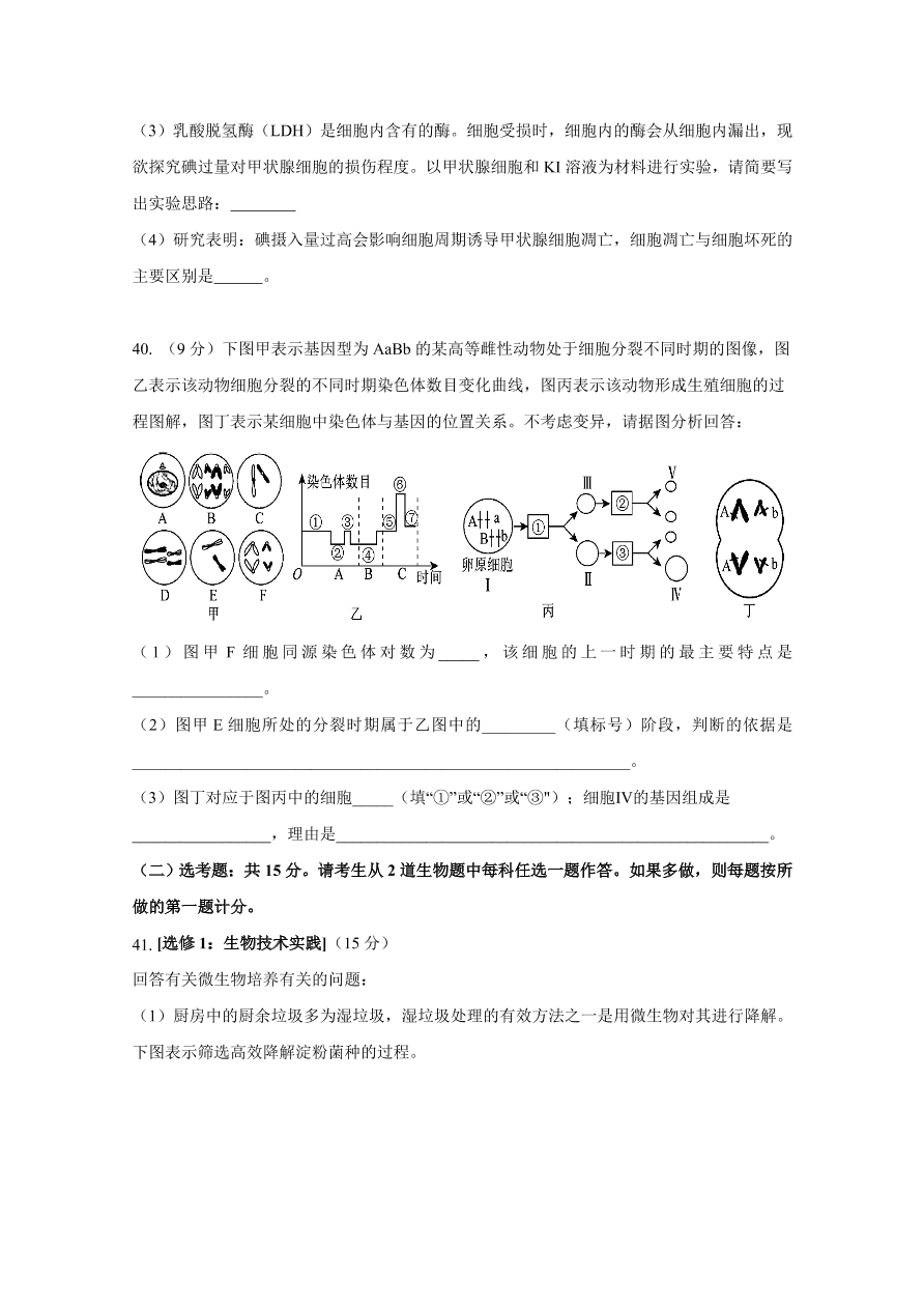 江西省南昌市第二中学2021届高三生物上学期第四次考试试题（Word版附答案）