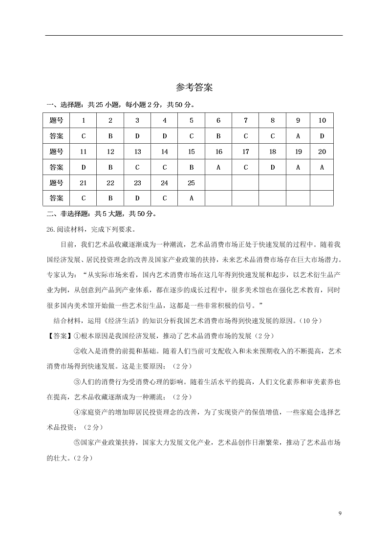 河南省洛阳一高2021届高三政治9月月考试题（含答案）