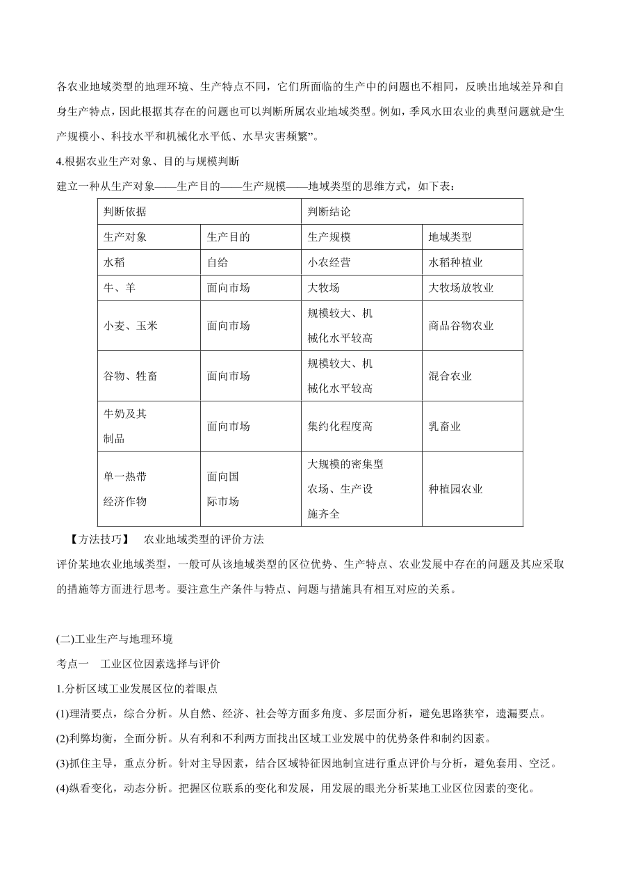 2020-2021学年高考地理一轮复习知识点专题九   产业活动与地理环境