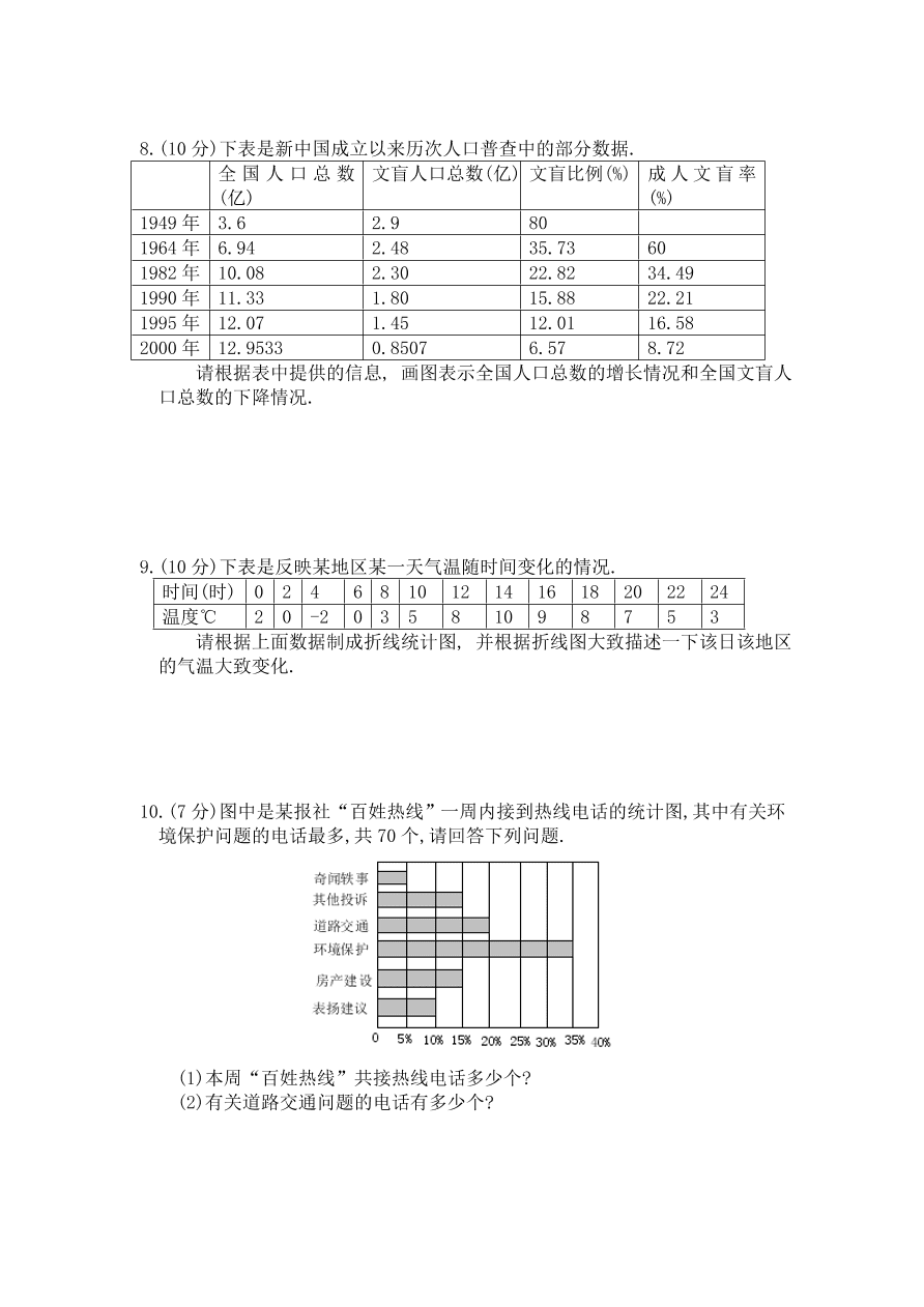 七年级数学上册《6.4统计图的选择》同步练习