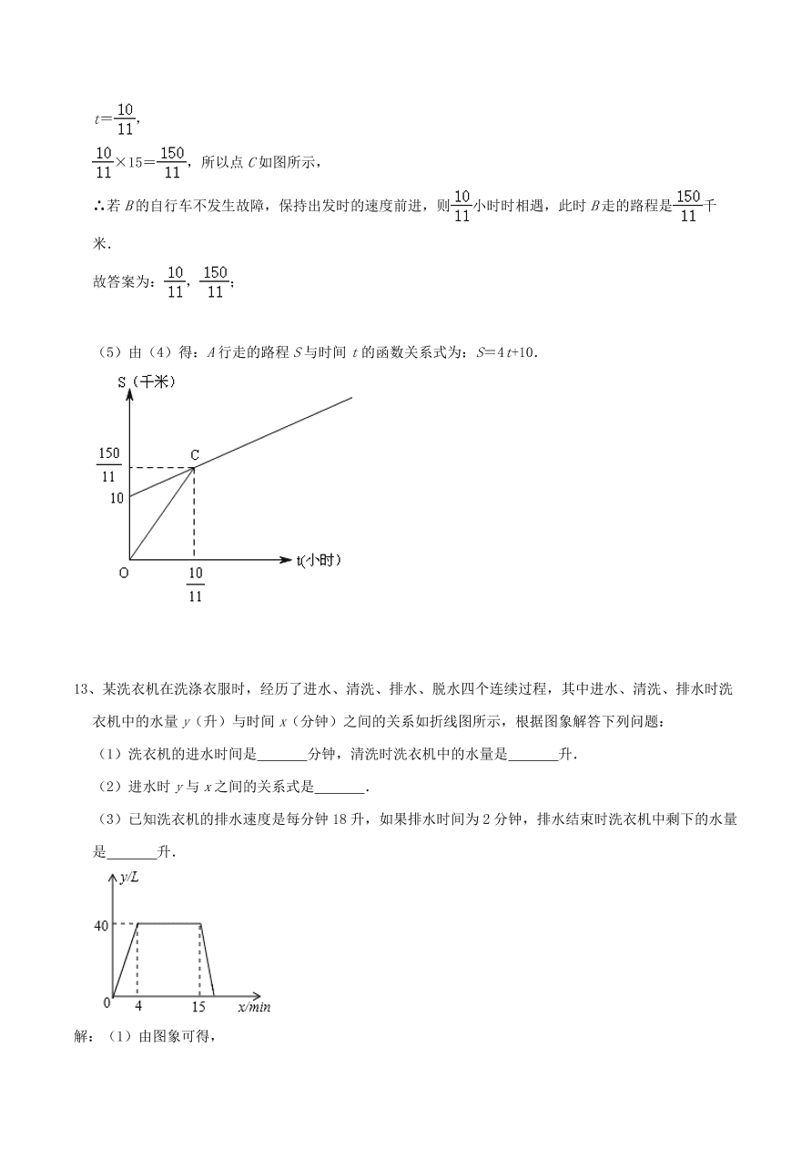 2020-2021八年级数学上册难点突破20一次函数中的函数图象分段实际应用问题（北师大版）