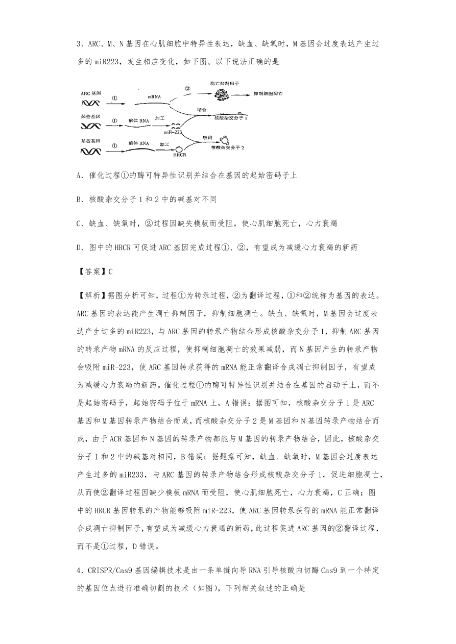 人教版高三生物下册期末考点复习题及解析：DNA是主要的遗传物质、结构、复制和基因的表达