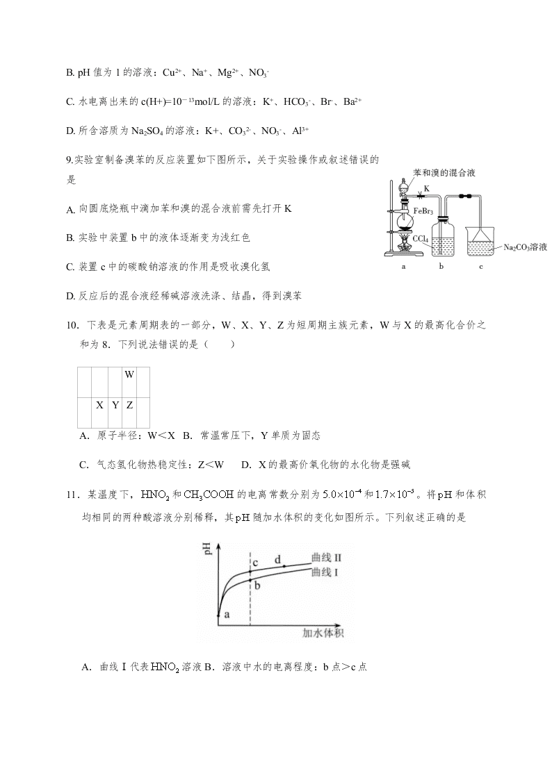 新疆哈密市第十五中学2020-2021学年高三上学期化学月考试题（含答案）