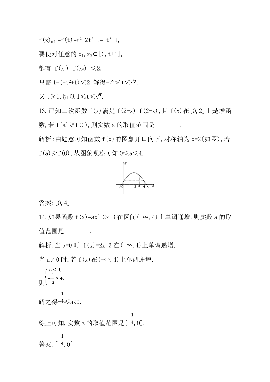 高中导与练一轮复习理科数学必修2习题 第二篇 函数及其应用第4节 幂函数与二次函数（含答案）