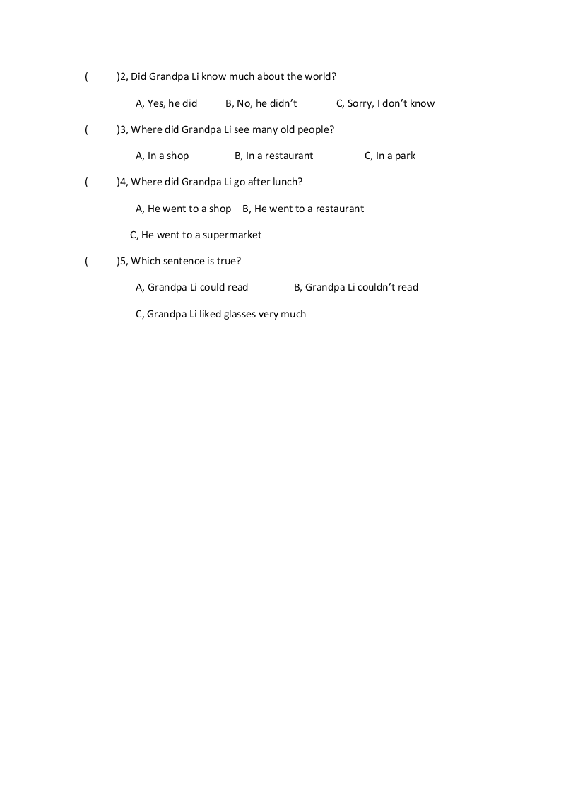 六年级下册英语试题-暑假作业6 （无答案）    全国通用
