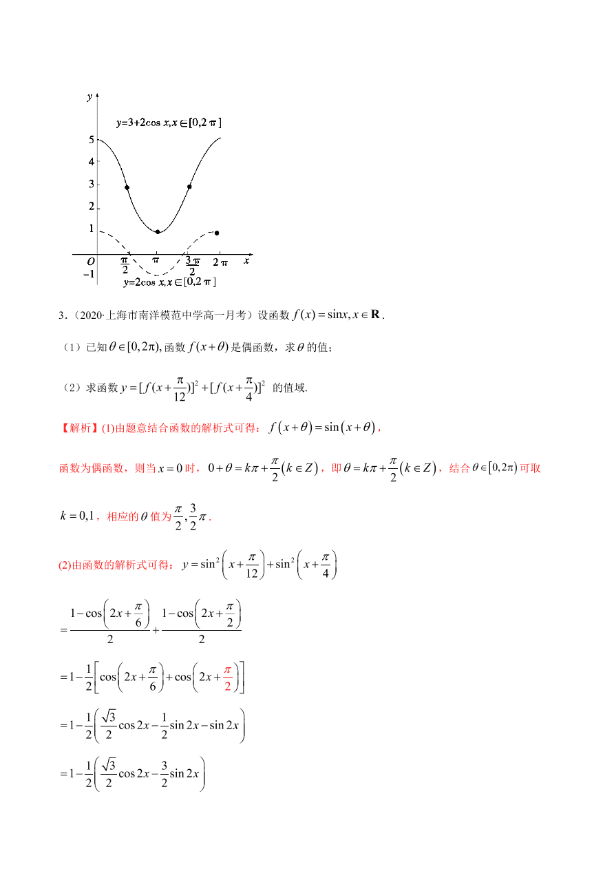 2020-2021学年高一数学课时同步练习 第五章 第4节 三角函数的图象与性质