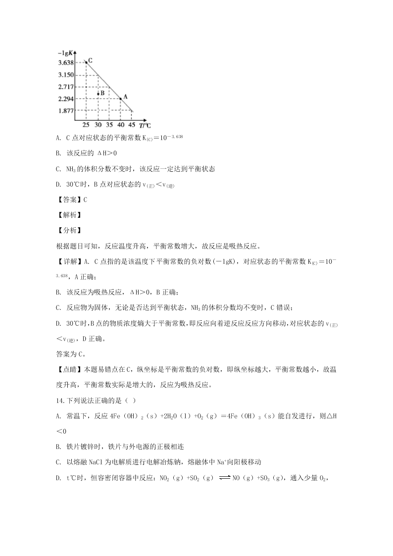 安徽省芜湖市2019-2020高二化学上学期期末试题（Word版附解析）