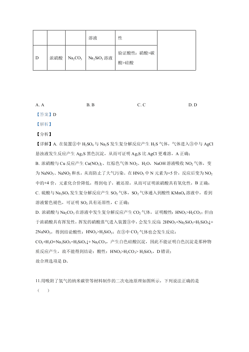 北京市昌平区2020届高三化学第二次模拟试题（Word版附解析）