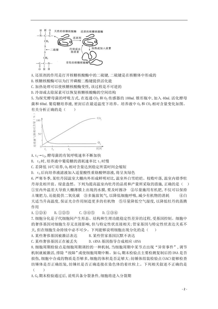 山东省济南市济钢高级中学2021届高三生物10月月考试题