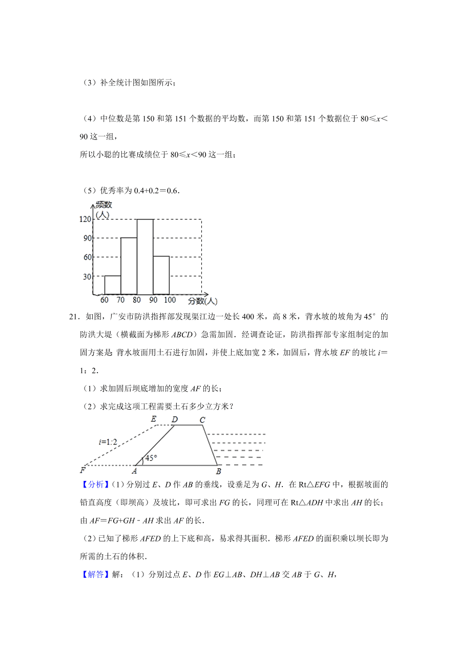 四川省巴中市恩阳区九年级下册期中数学试卷附答案解析