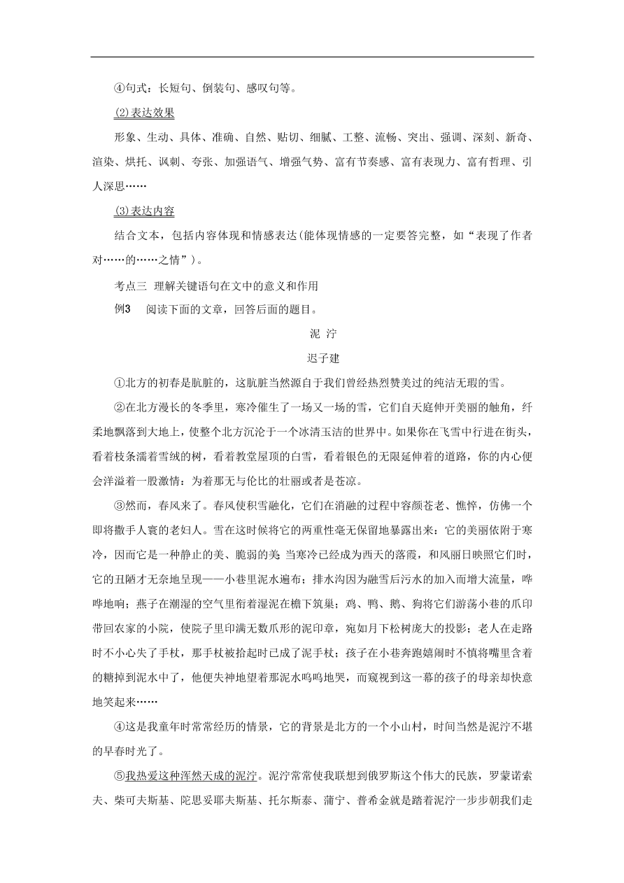 中考语文复习第二篇现代文阅读第一节文学作品阅读小说散文阅读讲解