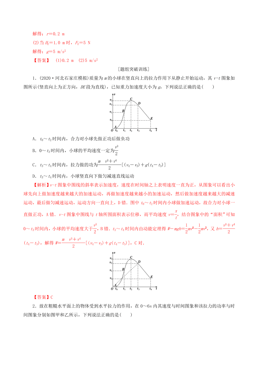 2020-2021年高考物理重点专题讲解及突破06：功和能