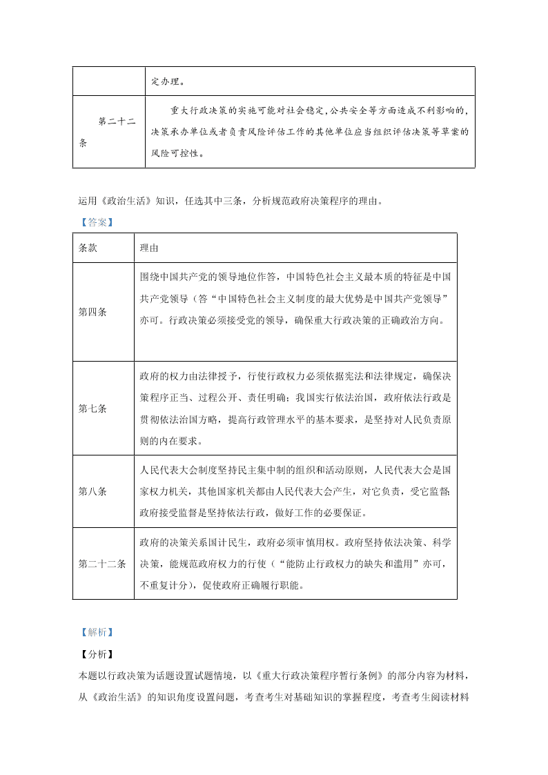 北京市房山区2020届高三政治二模试题（Word版附解析）