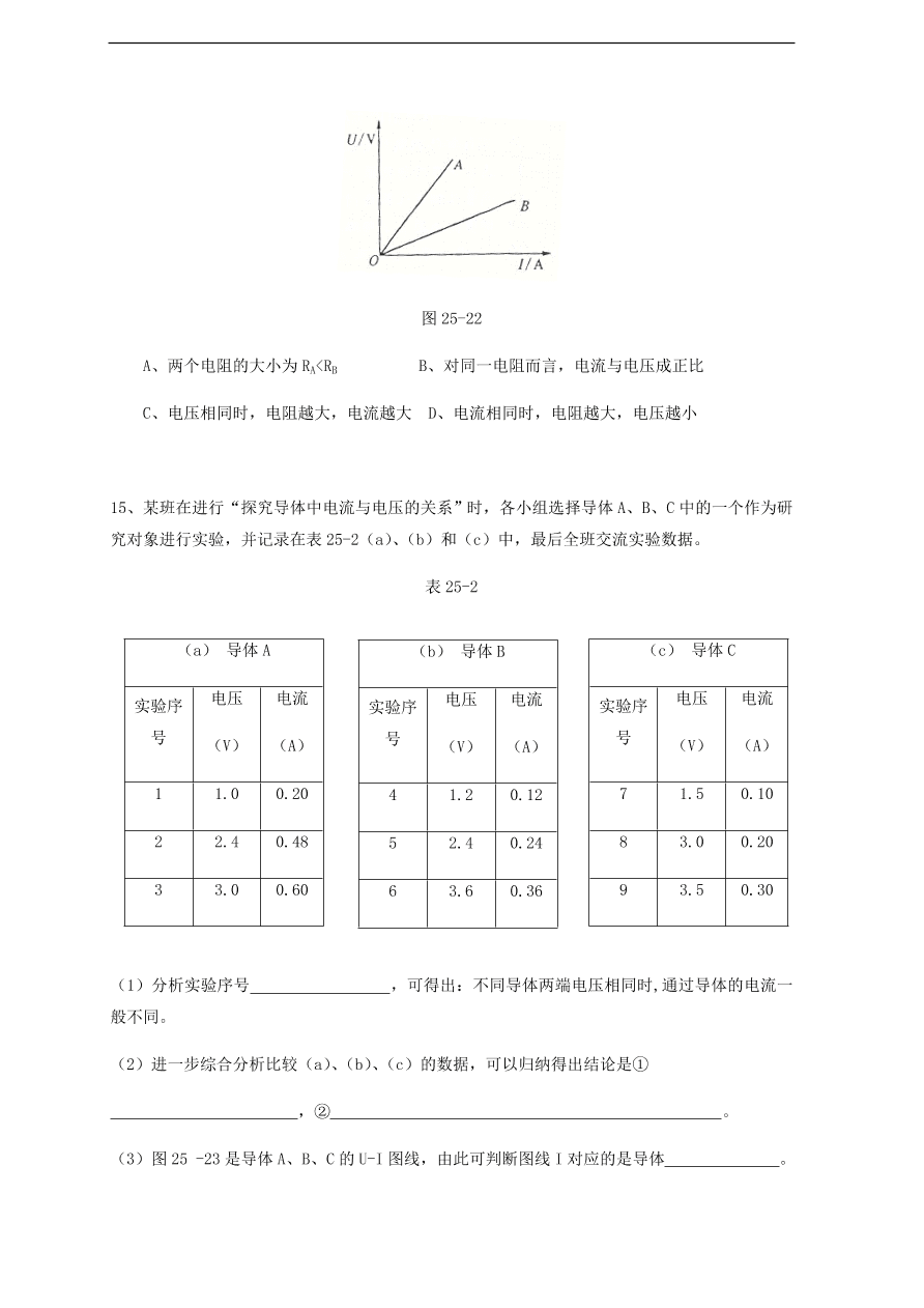 中考物理基础篇强化训练题第25讲欧姆定律、电阻