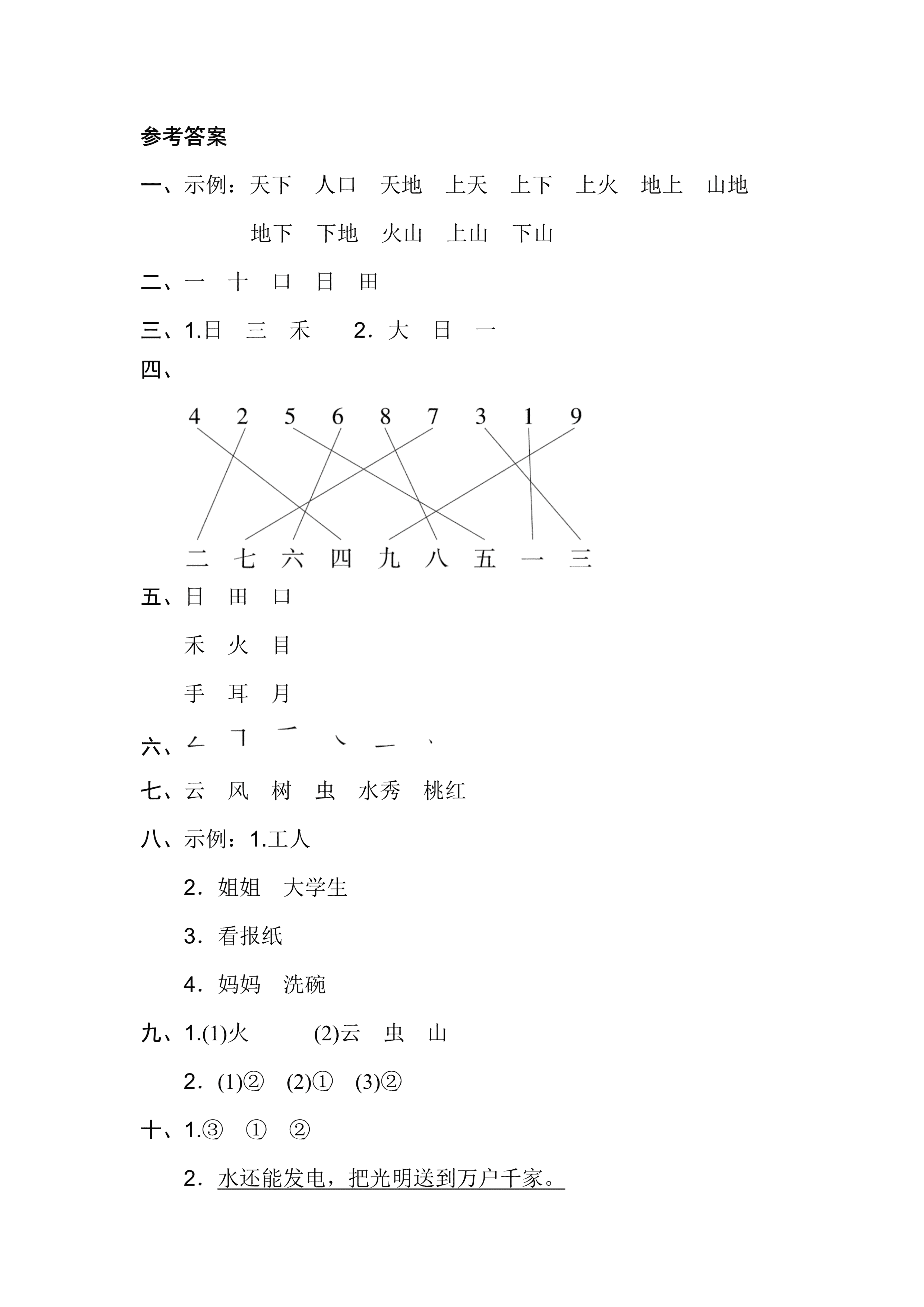 2020小学语文一年级上册第一单元测试卷（统编版）