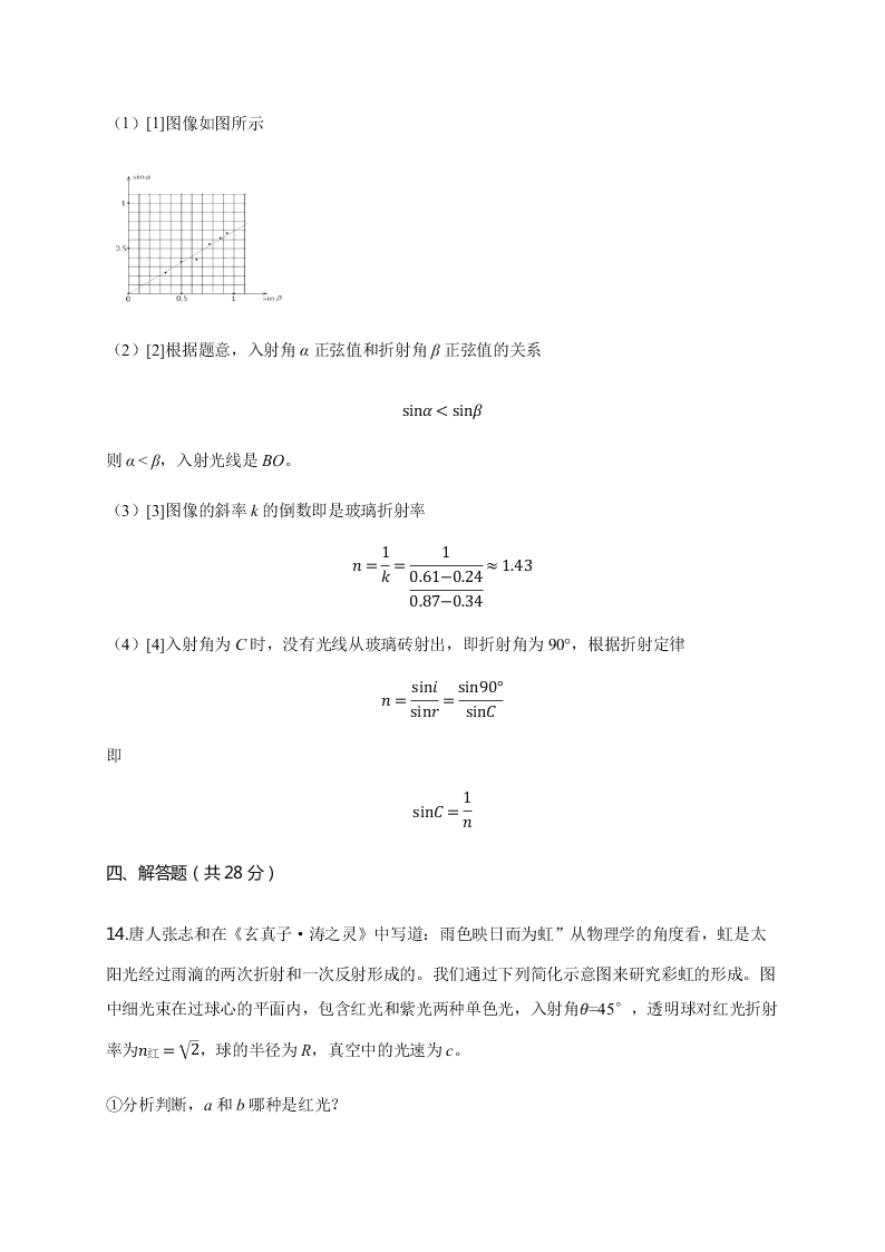 人教版高二物理暑假专练：几何光学（word版含解析）