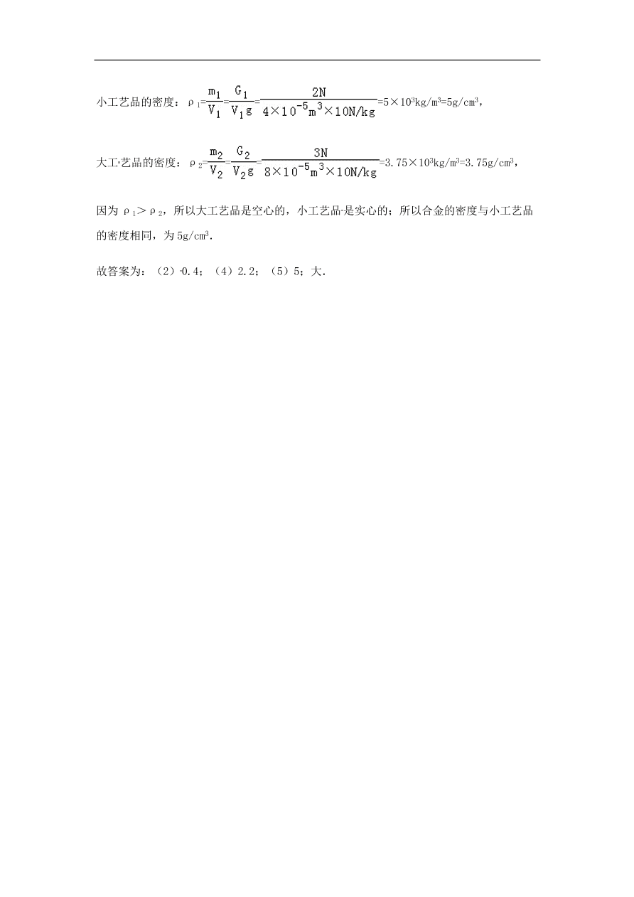 新人教版八年级物理下册10.2阿基米德原理测试（含答案）