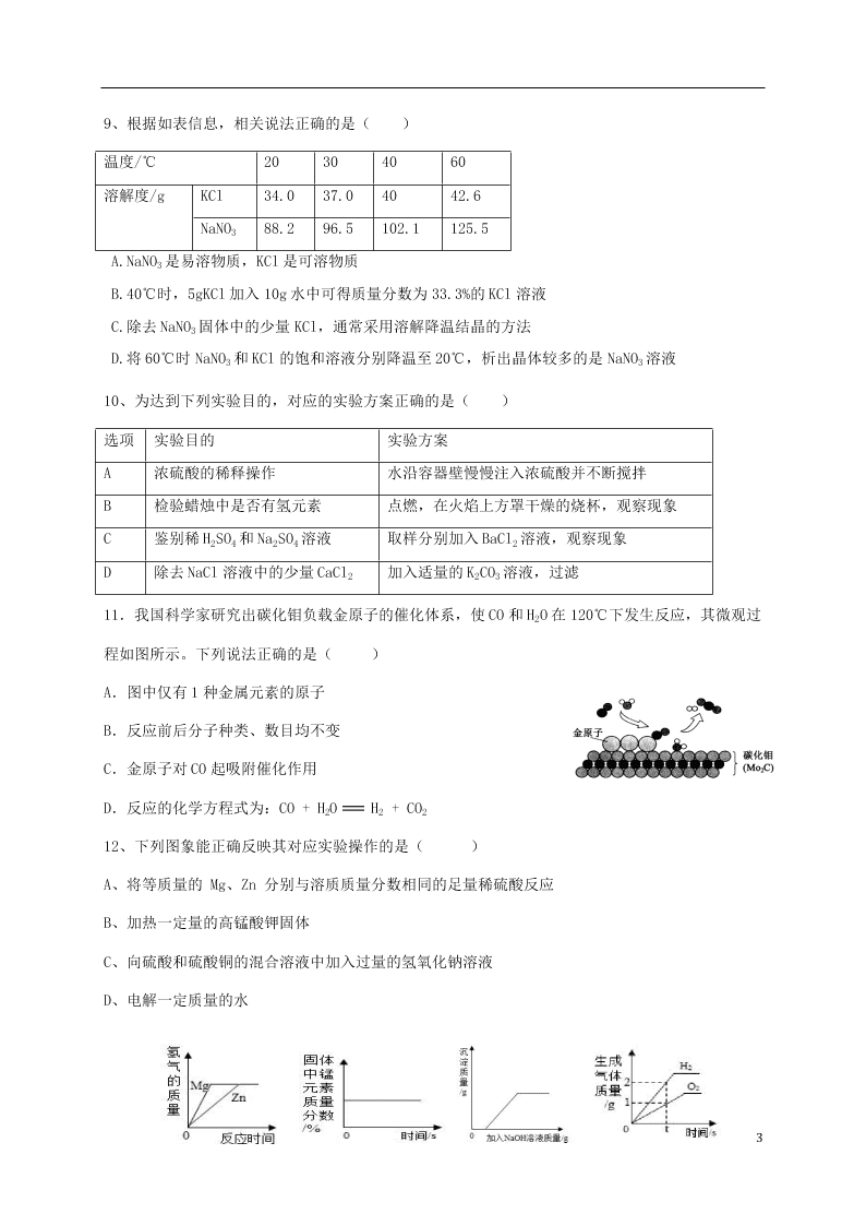 四川省雅安中学2020-2021学年高一化学上学期9月月考试题（含答案）