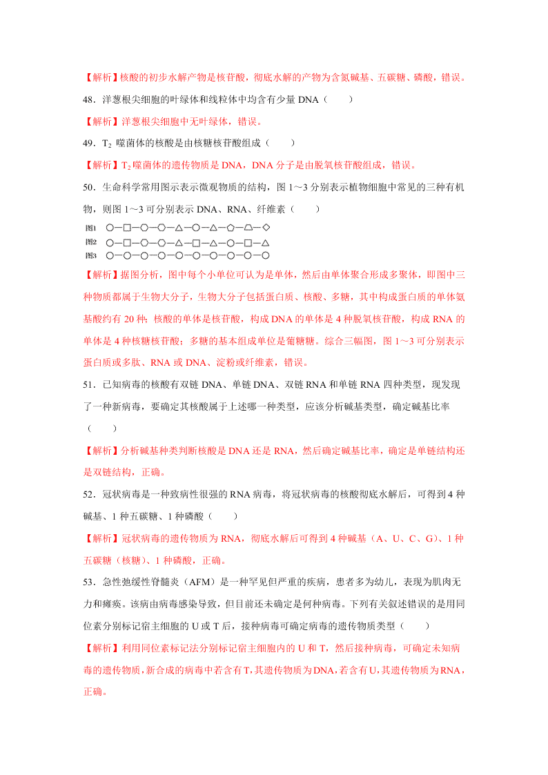 2020-2021年高考生物一輪復(fù)習(xí)知識(shí)點(diǎn)專題05 核酸是遺傳信息的攜帶者