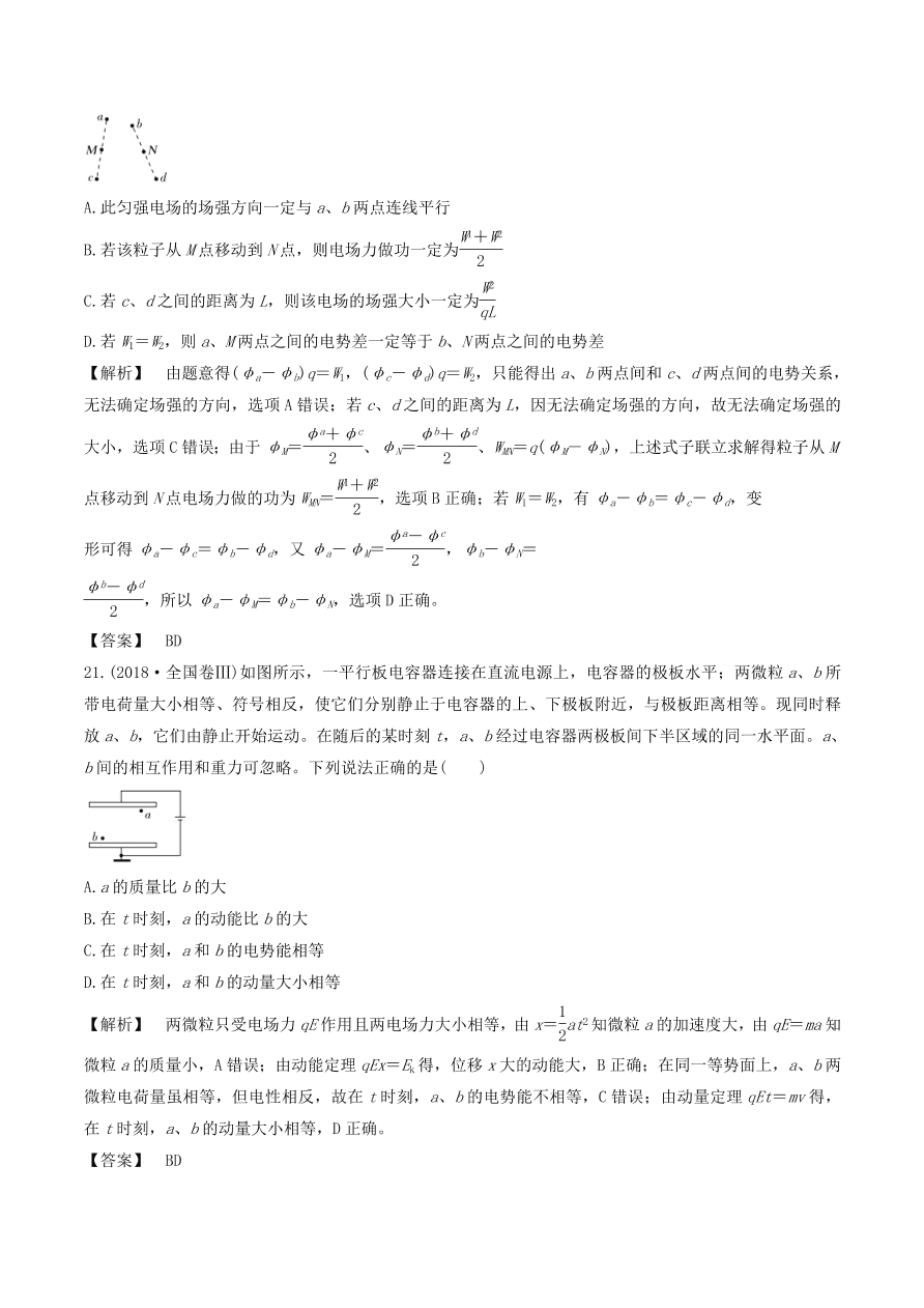 2021年高三物理选择题强化训练专题六 能量与动量观点在电磁学中的应用