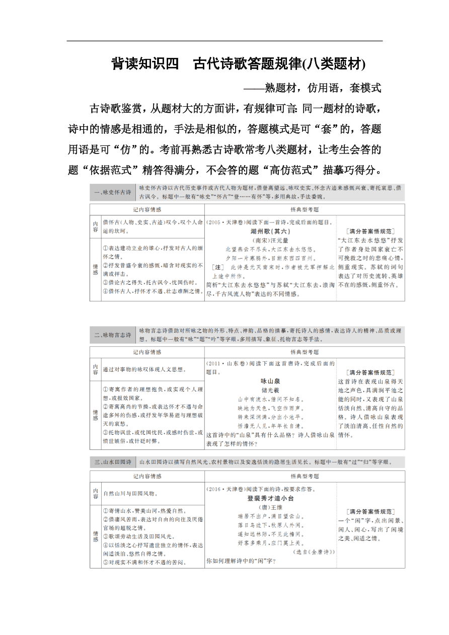 高考语文冲刺三轮总复习 背读知识4（含答案）