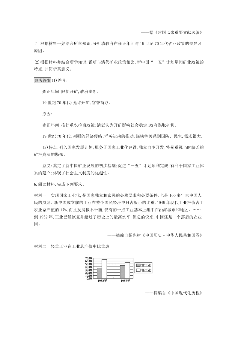 2020-2021学年高中历史必修2基础提升专练：经济建设的发展和扭曲（含解析）