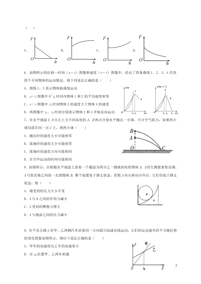 江苏省淮安市涟水县第一中学2021届高三物理10月月考试题（含答案）