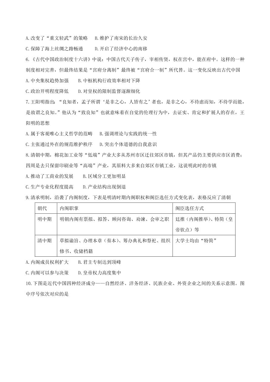 河北省衡水中学2021届高三历史上学期二调试卷（Word版附答案）