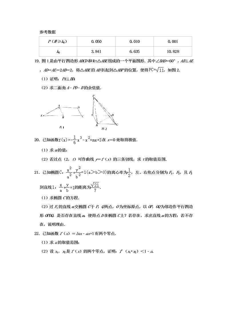 2020届安徽省皖西南名校高二下理科数学期末试题（无答案）