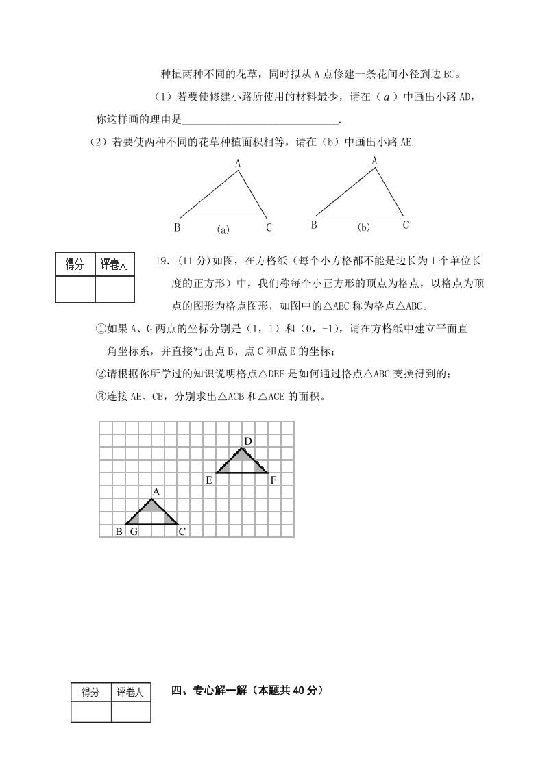 七年级数学第二学期期中试卷